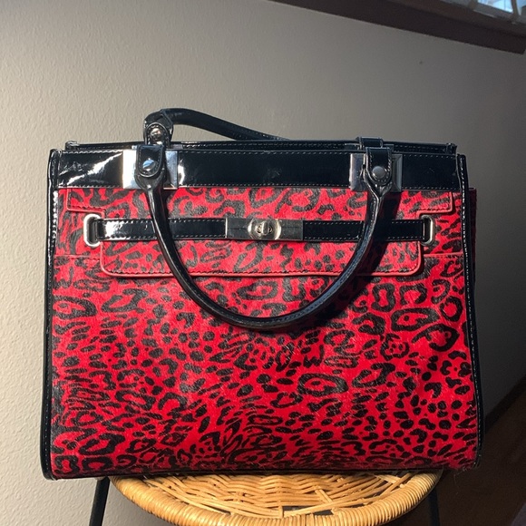 White House Black Market pony hair, red and black “animal print”, - Picture 7 of 8